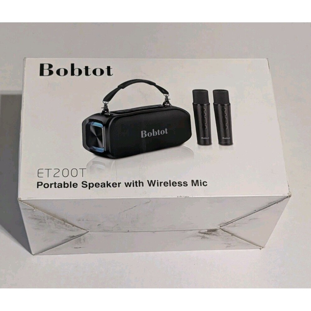 Bobtot ET200T Portable Karaoke Speaker 2 Wireless Microphones Bluetooth New